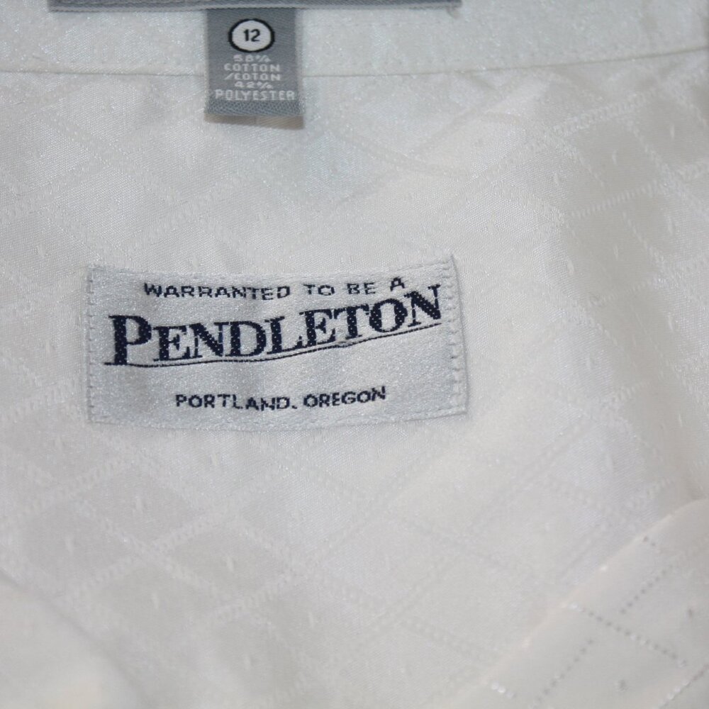 Pendleton White Button Down Blouse Size 12 - image 6